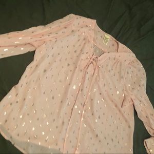 Faded Glory Pink and Gold Blouse with Tassels XXL